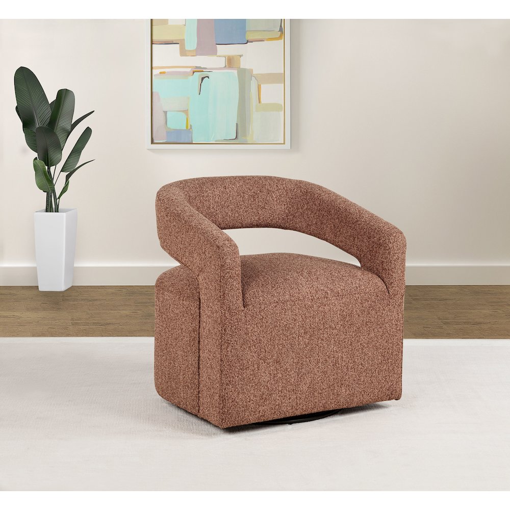Westhill Boucle Upholstered Swivel Accent Chair Berry. Picture 2