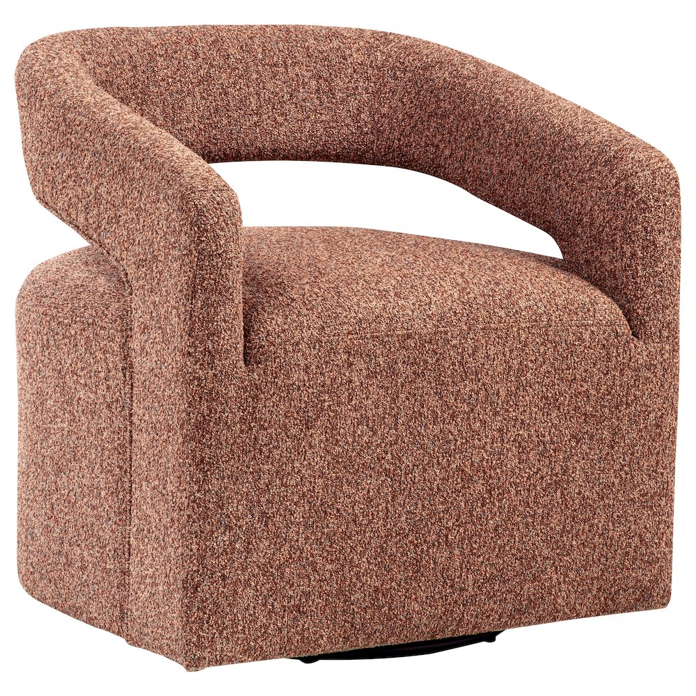 Westhill Boucle Upholstered Swivel Accent Chair Berry. Picture 1