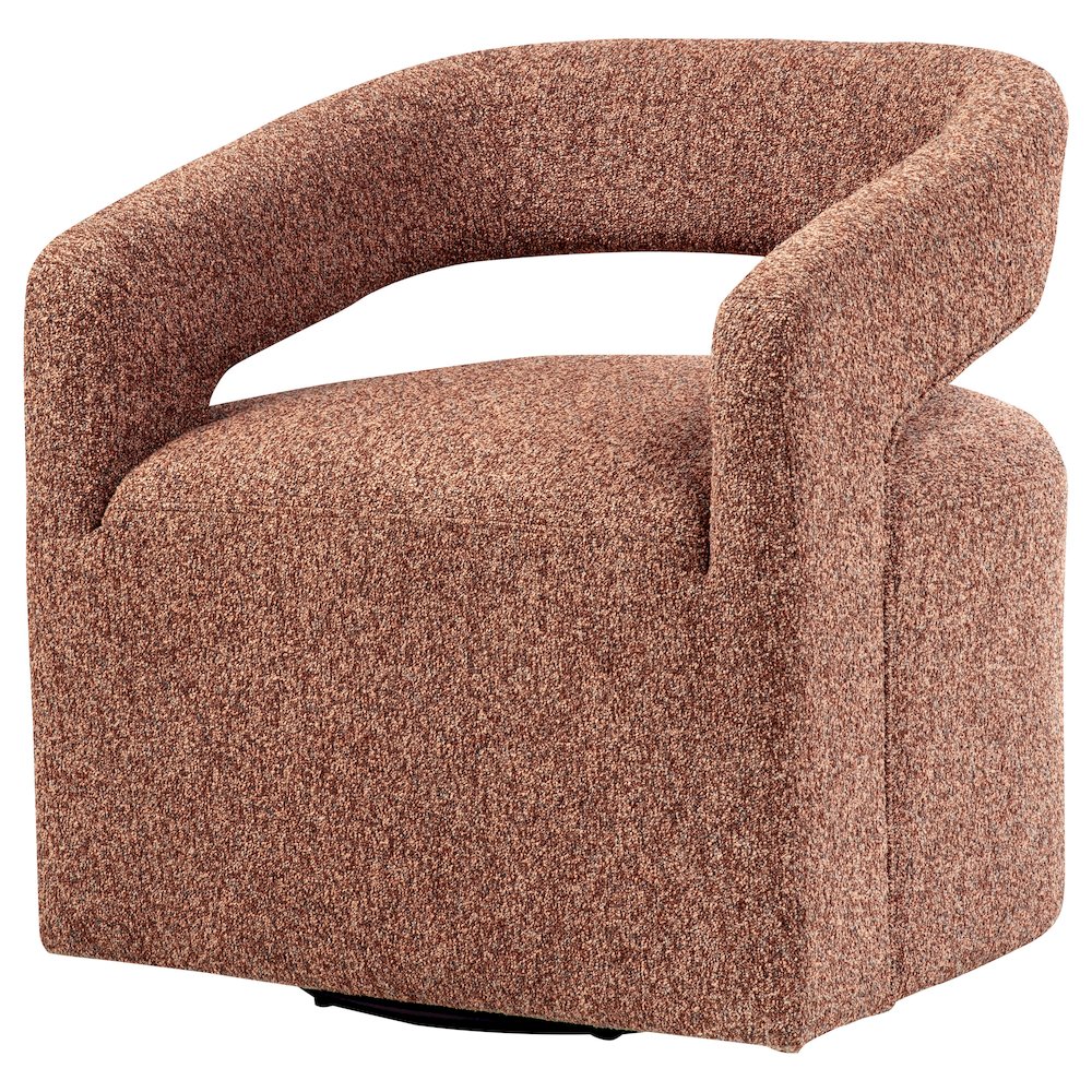 Westhill Boucle Upholstered Swivel Accent Chair Berry. Picture 4