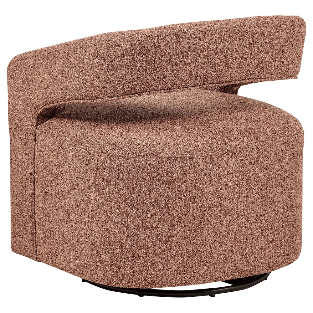 Westhill Boucle Upholstered Swivel Accent Chair Berry. Picture 6