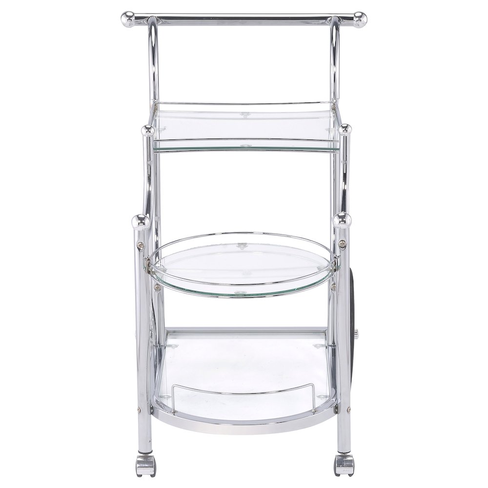 Sarandon 3-tier Glass Shelf Metal Bar Cart Chrome. Picture 3