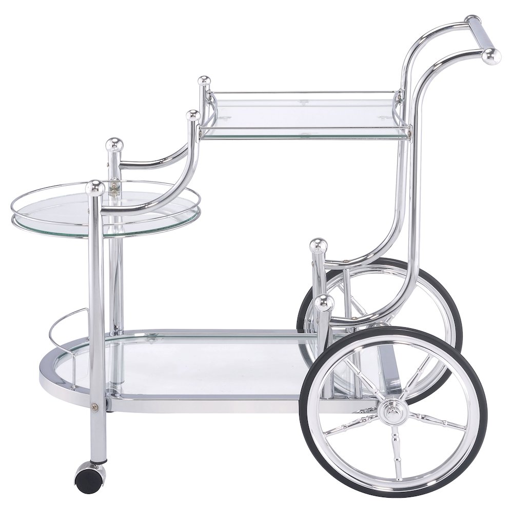 Sarandon 3-tier Glass Shelf Metal Bar Cart Chrome. Picture 5