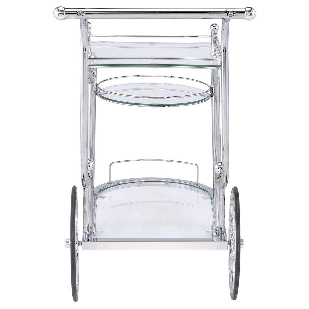 Sarandon 3-tier Glass Shelf Metal Bar Cart Chrome. Picture 6