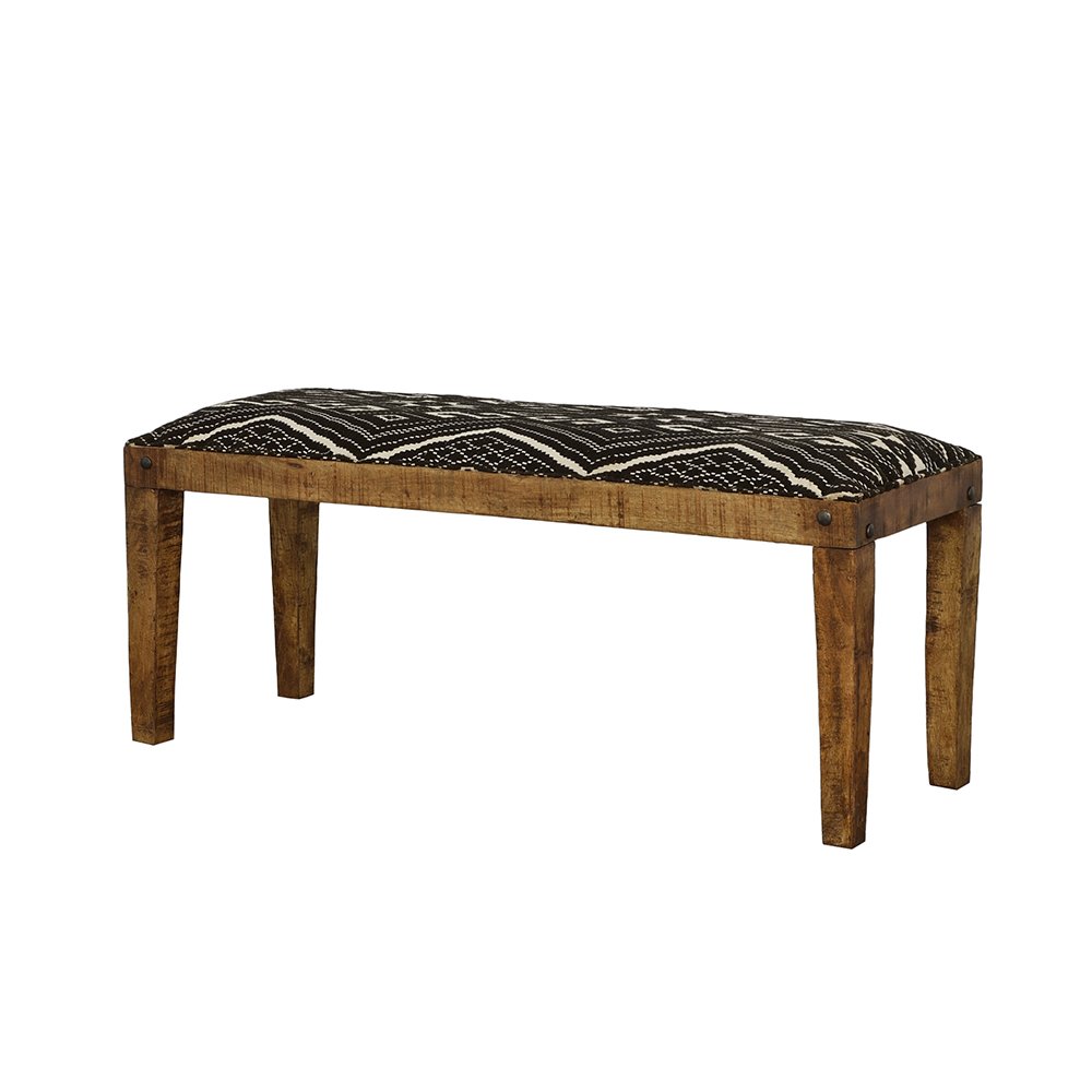 Lamont Fabric Upholstered Accent Bench Black and Natural. Picture 4