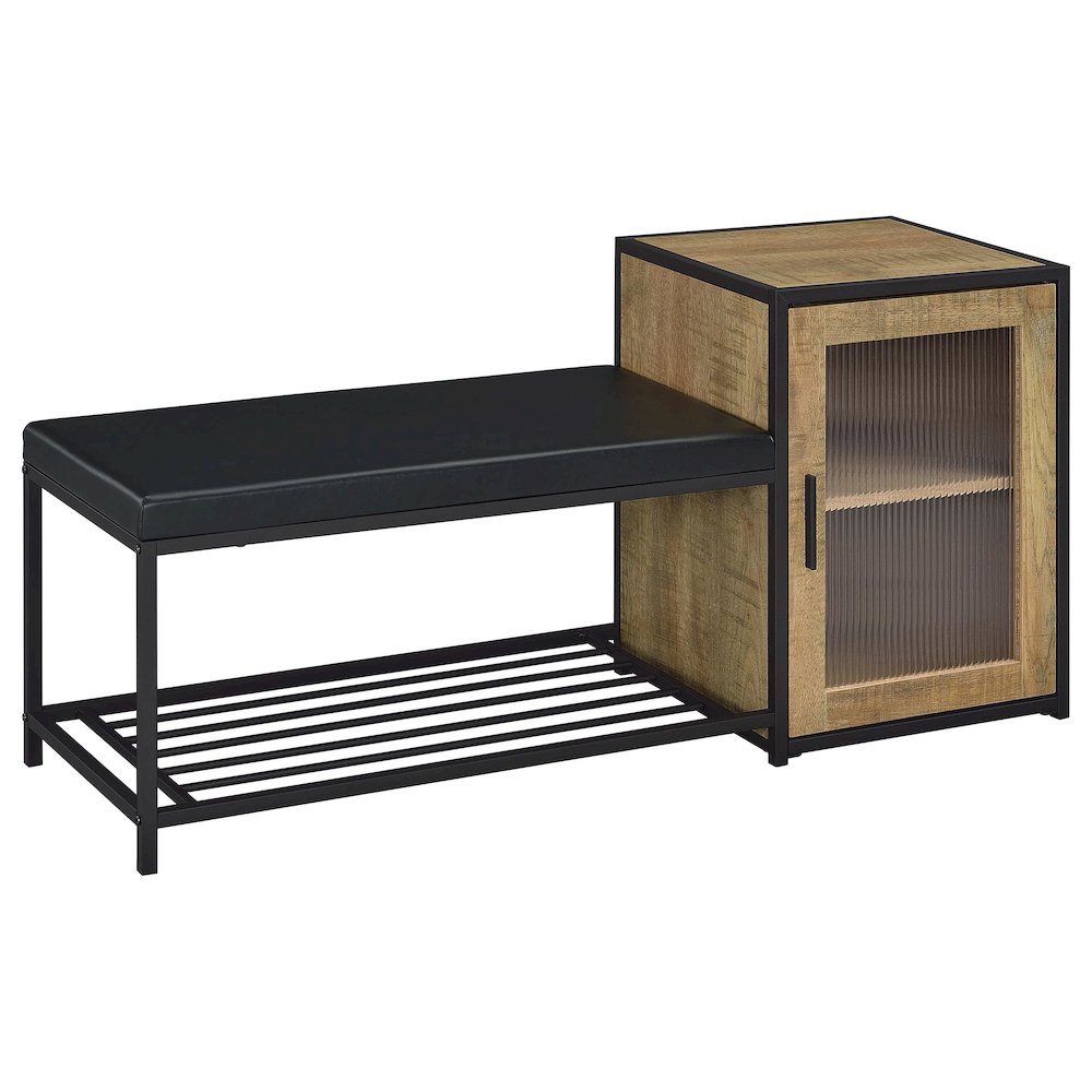Martino Shoe Storage Entryway Bench with Cabinet Mango and Black. Picture 1
