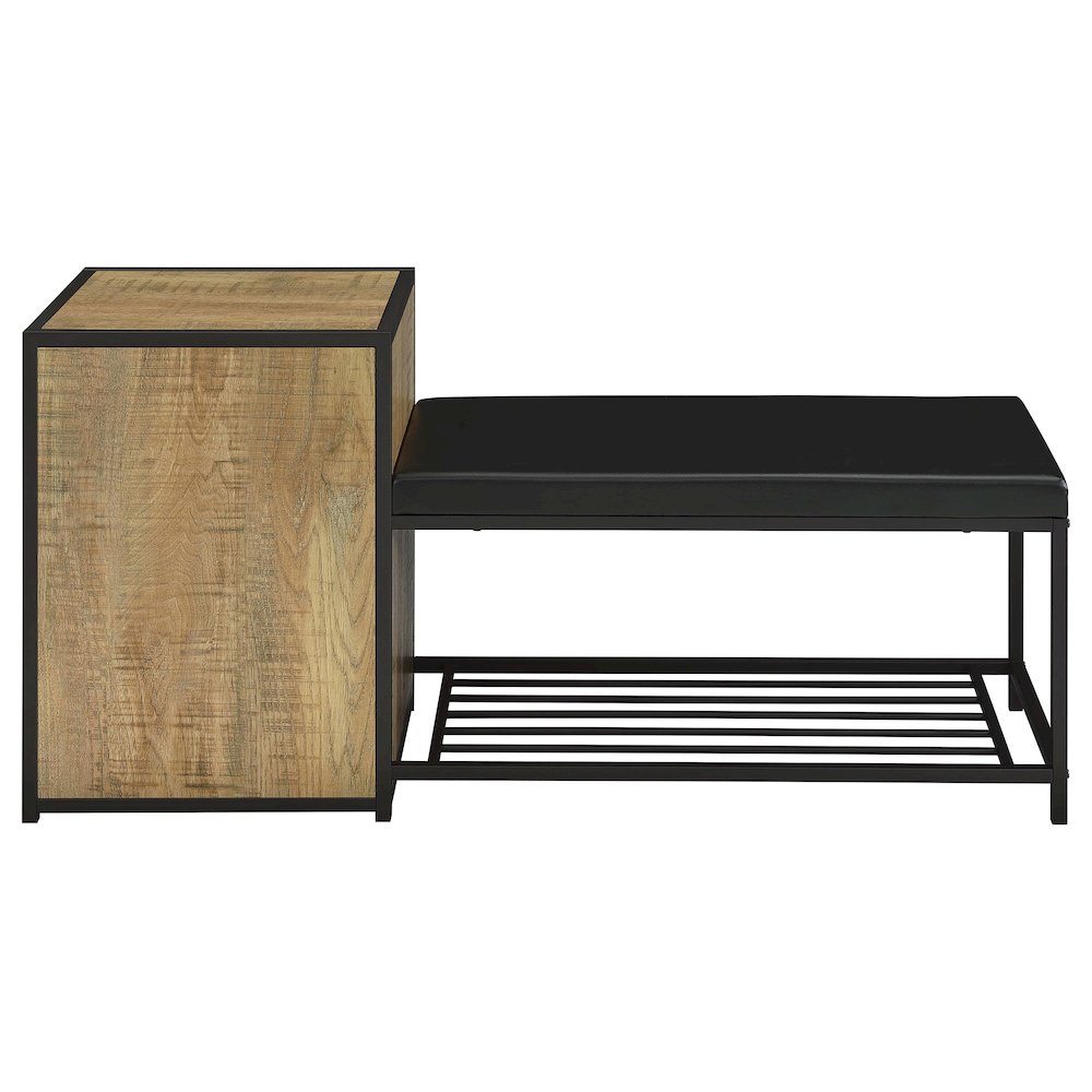 Martino Shoe Storage Entryway Bench with Cabinet Mango and Black. Picture 7