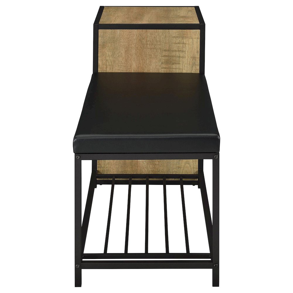 Martino Shoe Storage Entryway Bench with Cabinet Mango and Black. Picture 8