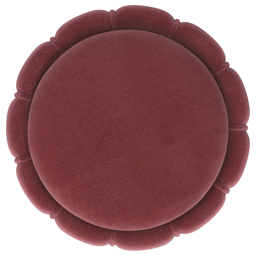 Sora Round Upholstered Ottoman Berry. Picture 3