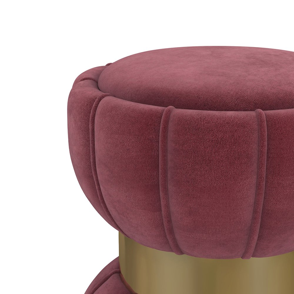 Sora Round Upholstered Ottoman Berry. Picture 6