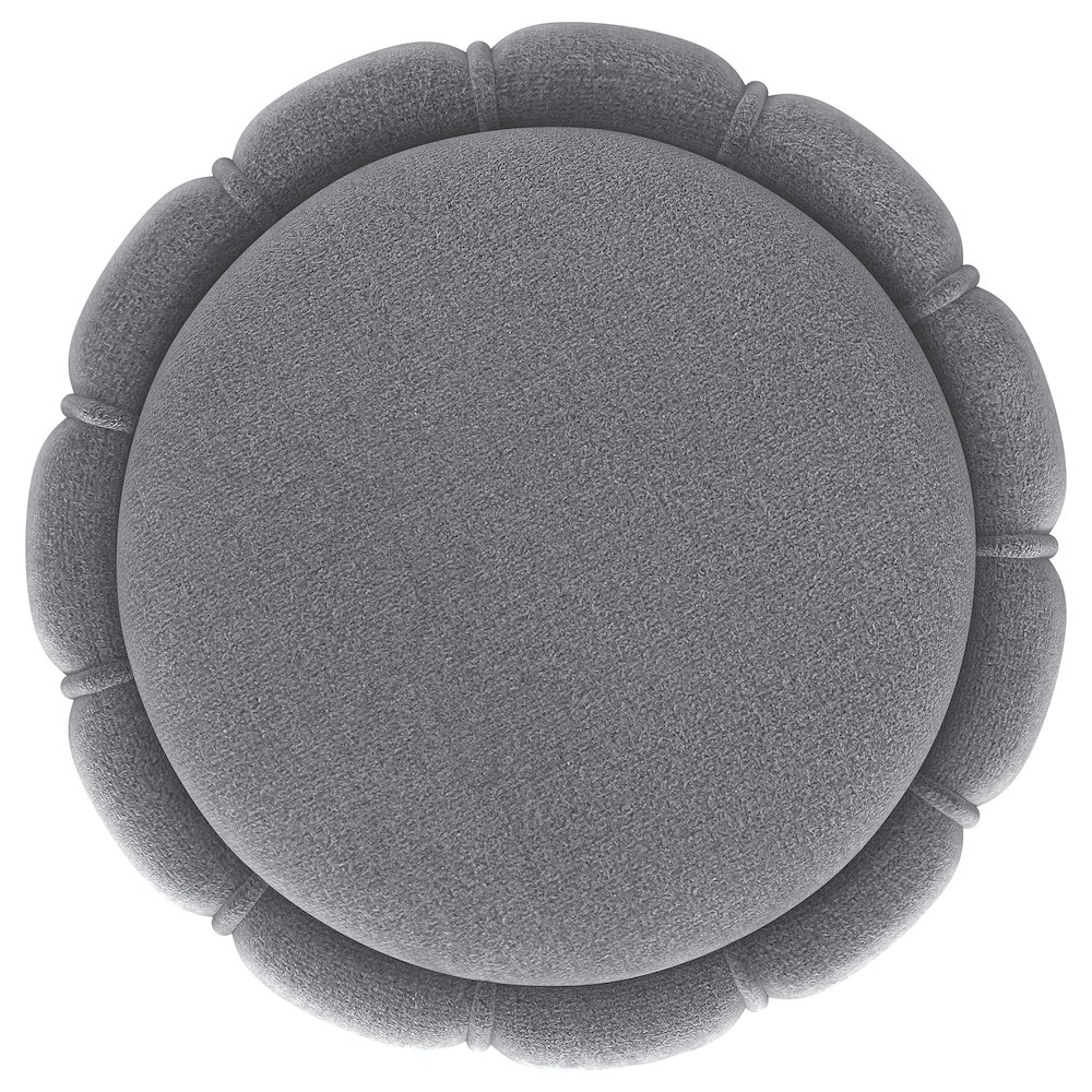 Sora Round Upholstered Ottoman Grey. Picture 3