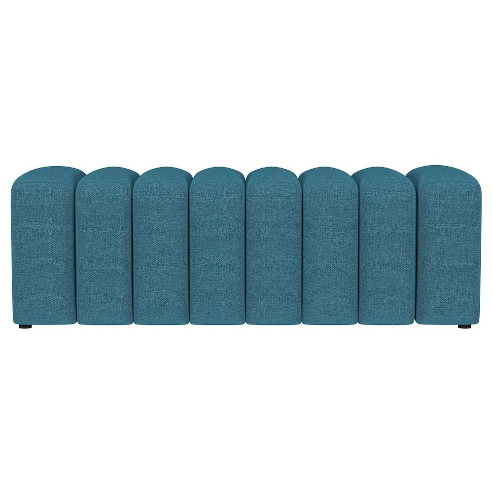 Summer Fabric Upholstered Tufted Accent Bench Peacock Blue. Picture 3