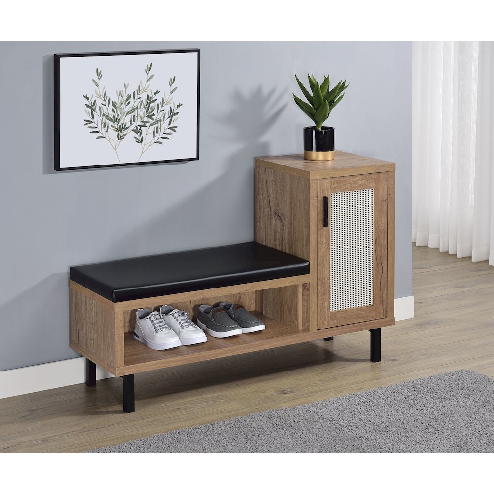 Teller 1-door Entryway Shoe Storage Cabinet Natural Oak. Picture 2