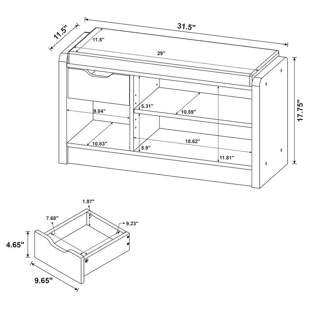 Arrington Storage Bench Smoked Oak. Picture 9