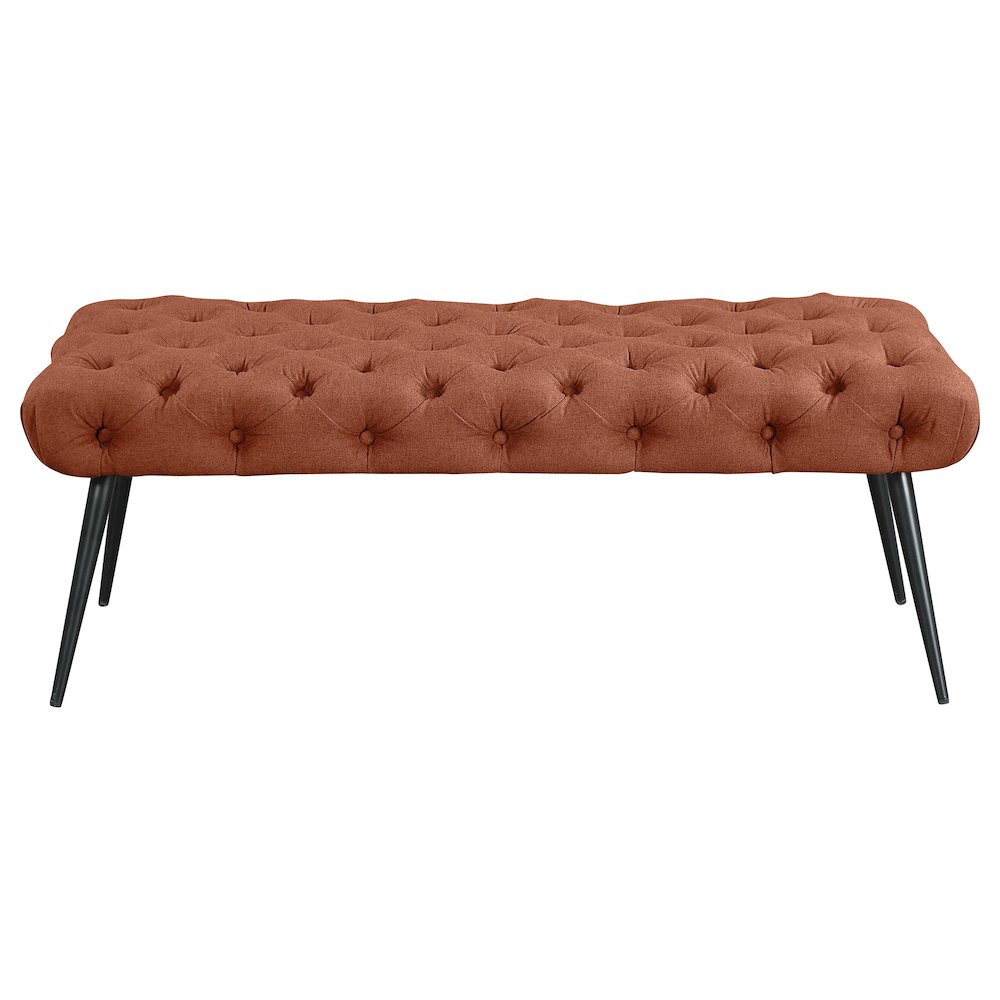 Ella Upholstered Tufted Bench Stainless Steel Legs Rust. Picture 3