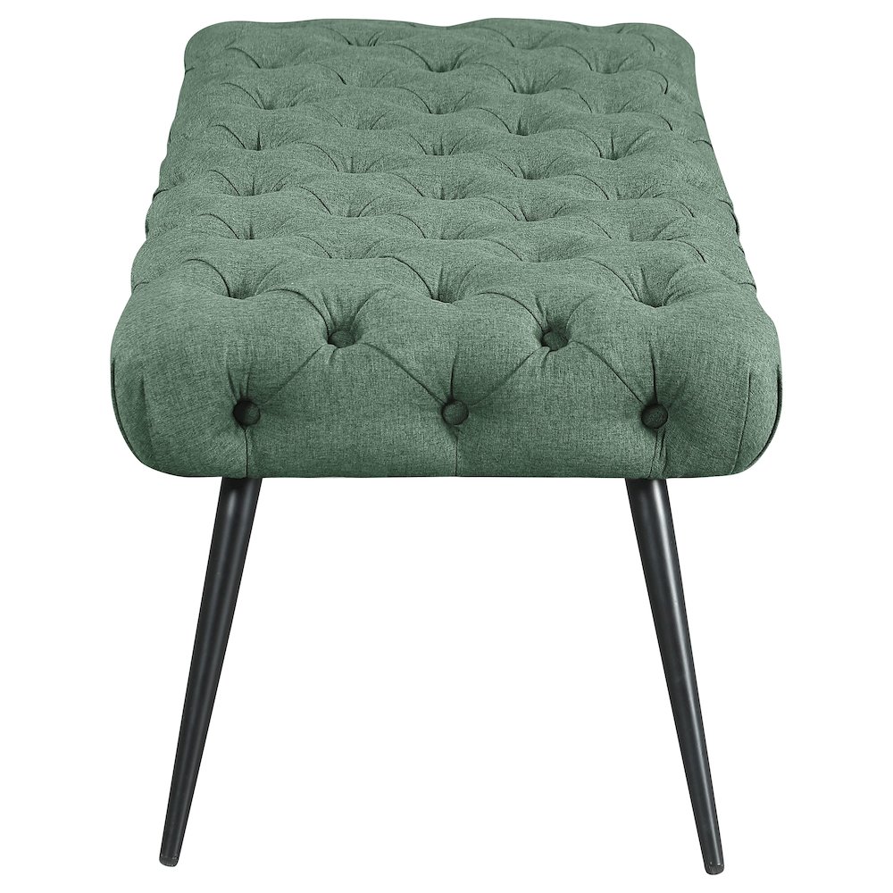 Ella Upholstered Tufted Bench Stainless Steel Legs Teal. Picture 4