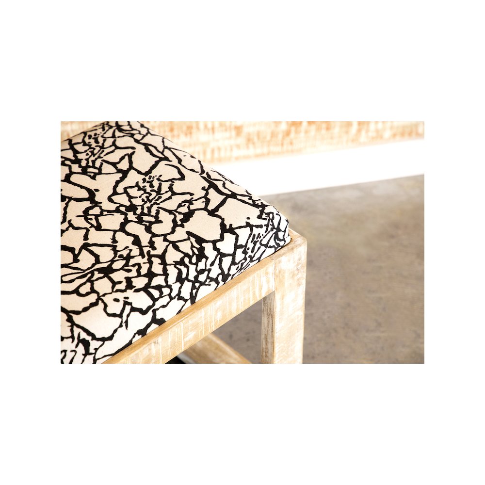 Aiden Fabric Upholstered Accent Bench Distressed White. Picture 6