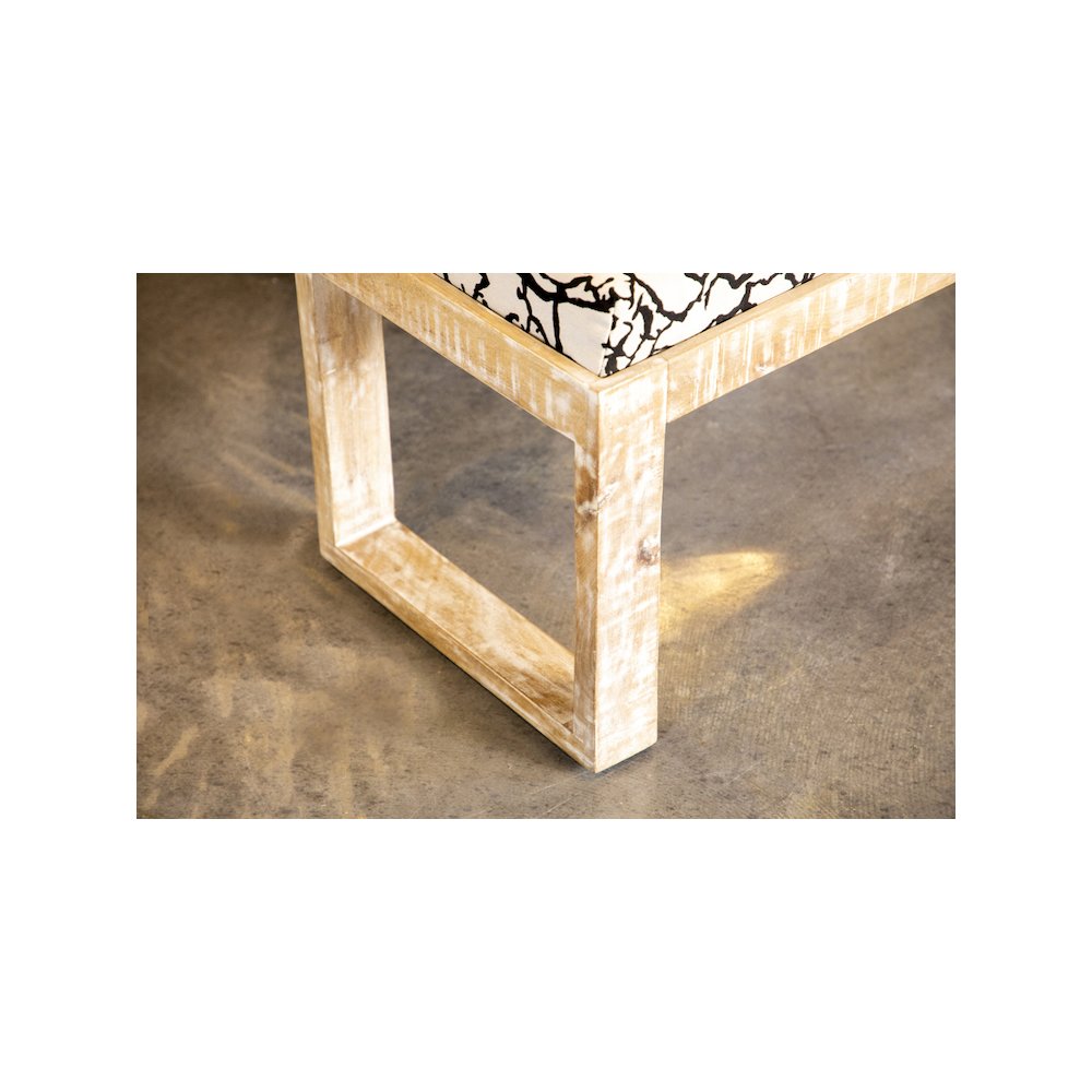 Aiden Fabric Upholstered Accent Bench Distressed White. Picture 7