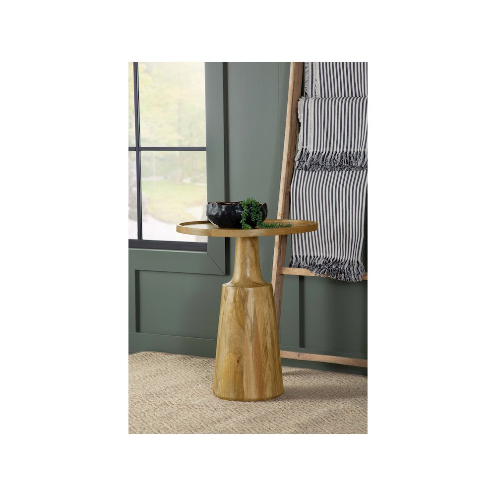 Ixia Round Solid Mango Wood Accent Side Table Natural. Picture 3