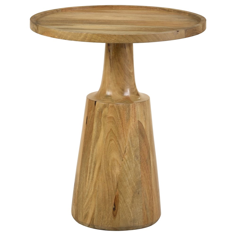 Ixia Round Solid Mango Wood Accent Side Table Natural. Picture 1