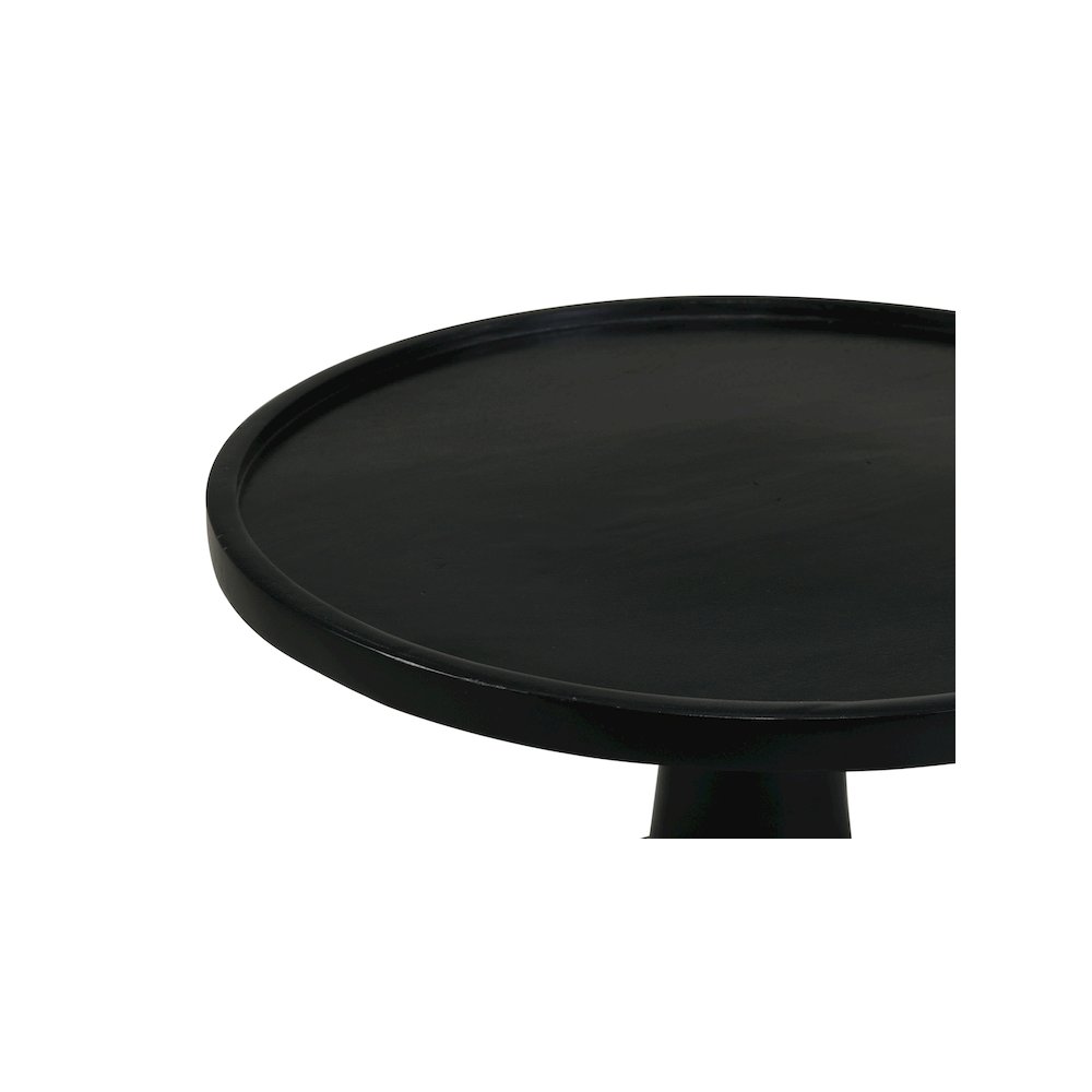 Ixia Round Solid Mango Wood Accent Side Table Black Stain. Picture 7
