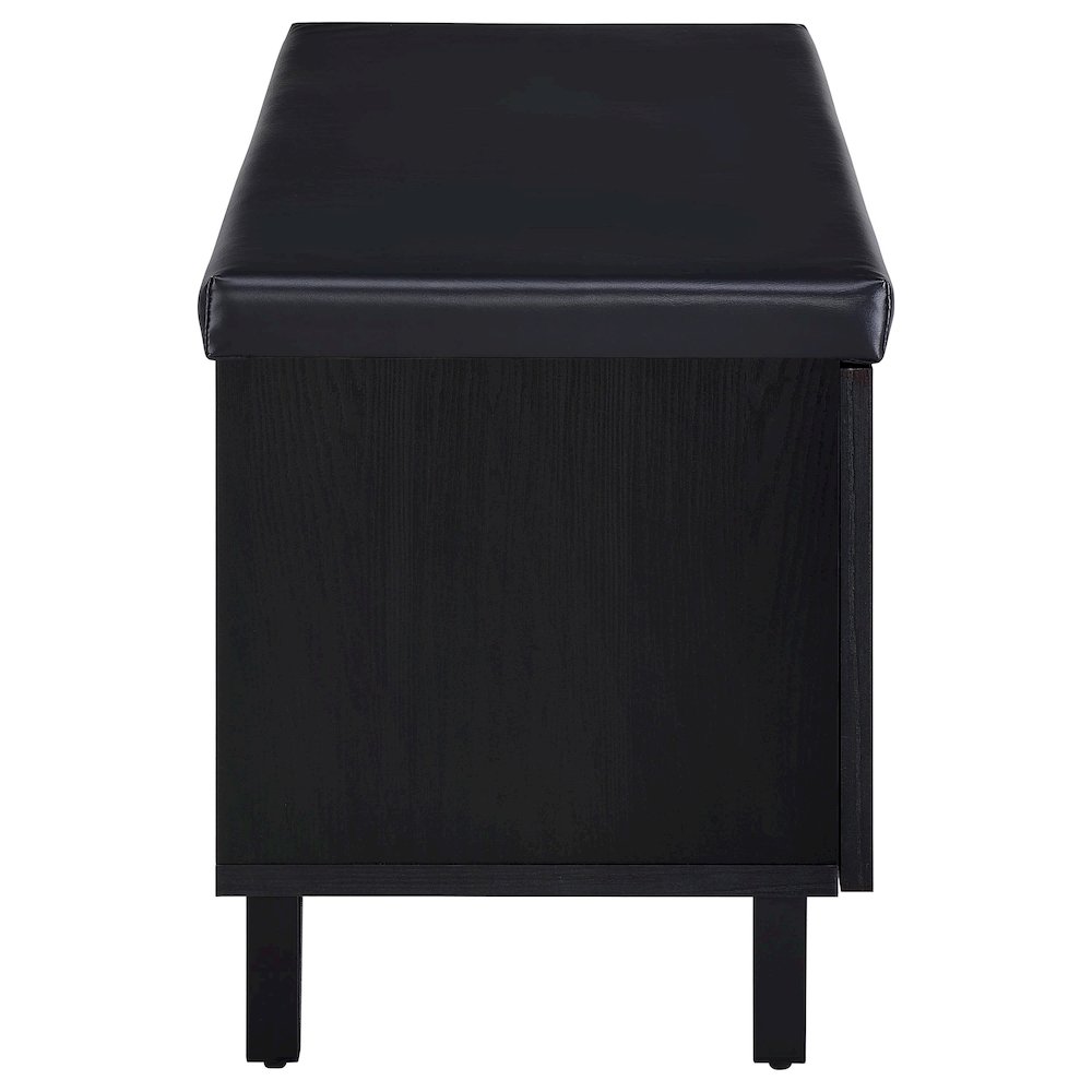 Addie 2-door Padded Entryway Shoe Storage Bench Black. Picture 2