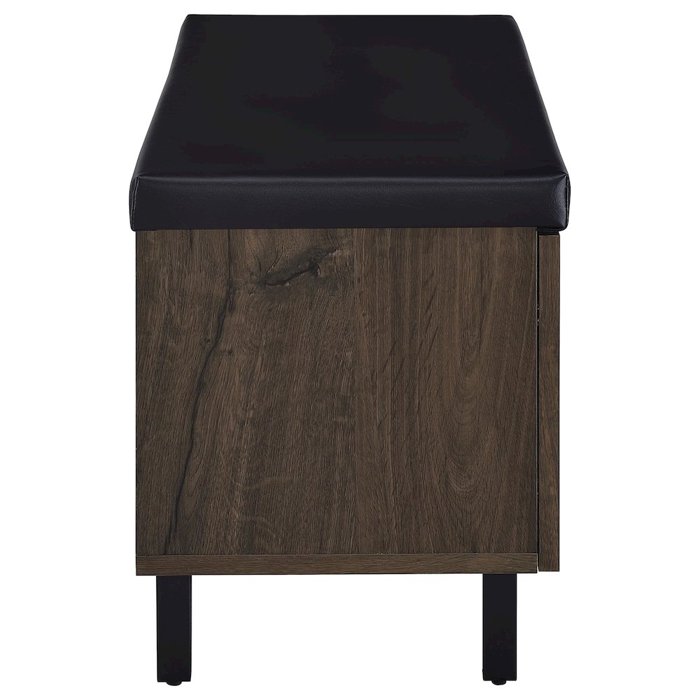 Addie 2-door Padded Entryway Shoe Storage Bench Smoked Oak. Picture 2