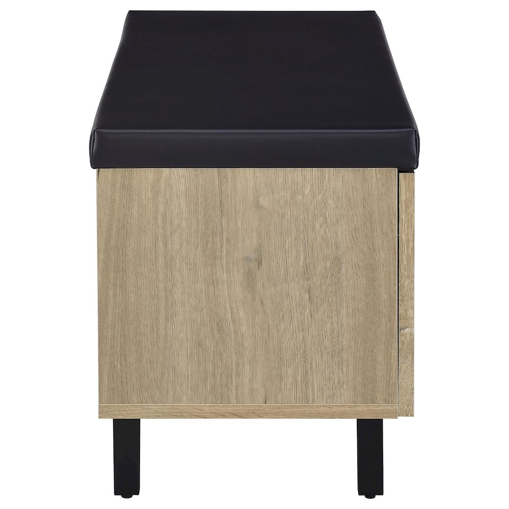 Addie 2-door Padded Entryway Shoe Storage Bench White Oak. Picture 2