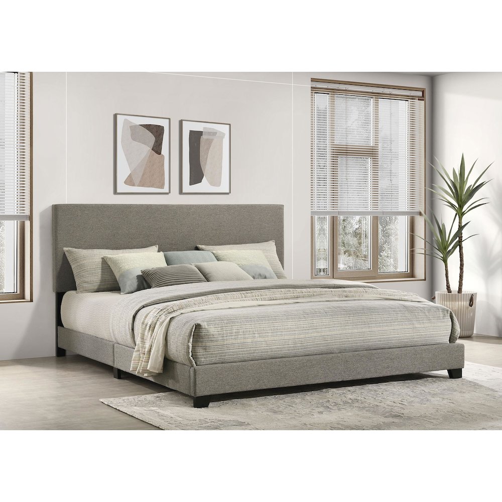 Dorian Fabric Upholstered Eastern King Panel Bed Taupe. Picture 2