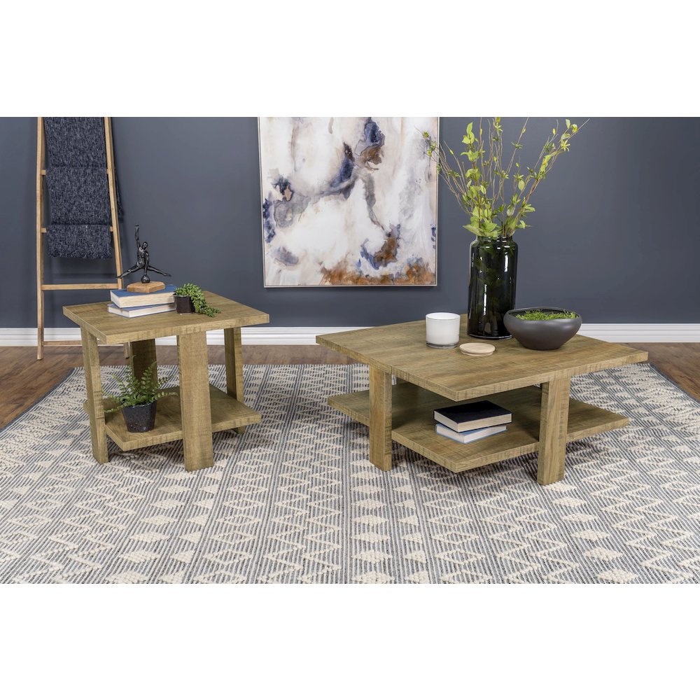 Dawn 2-piece Round Coffee and End Table Set Mango Brown. Picture 2
