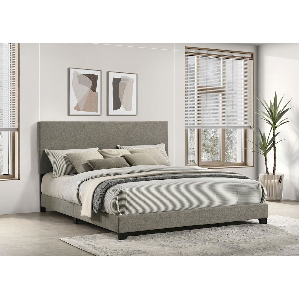 Dorian Fabric Upholstered California King Panel Bed Taupe. Picture 2