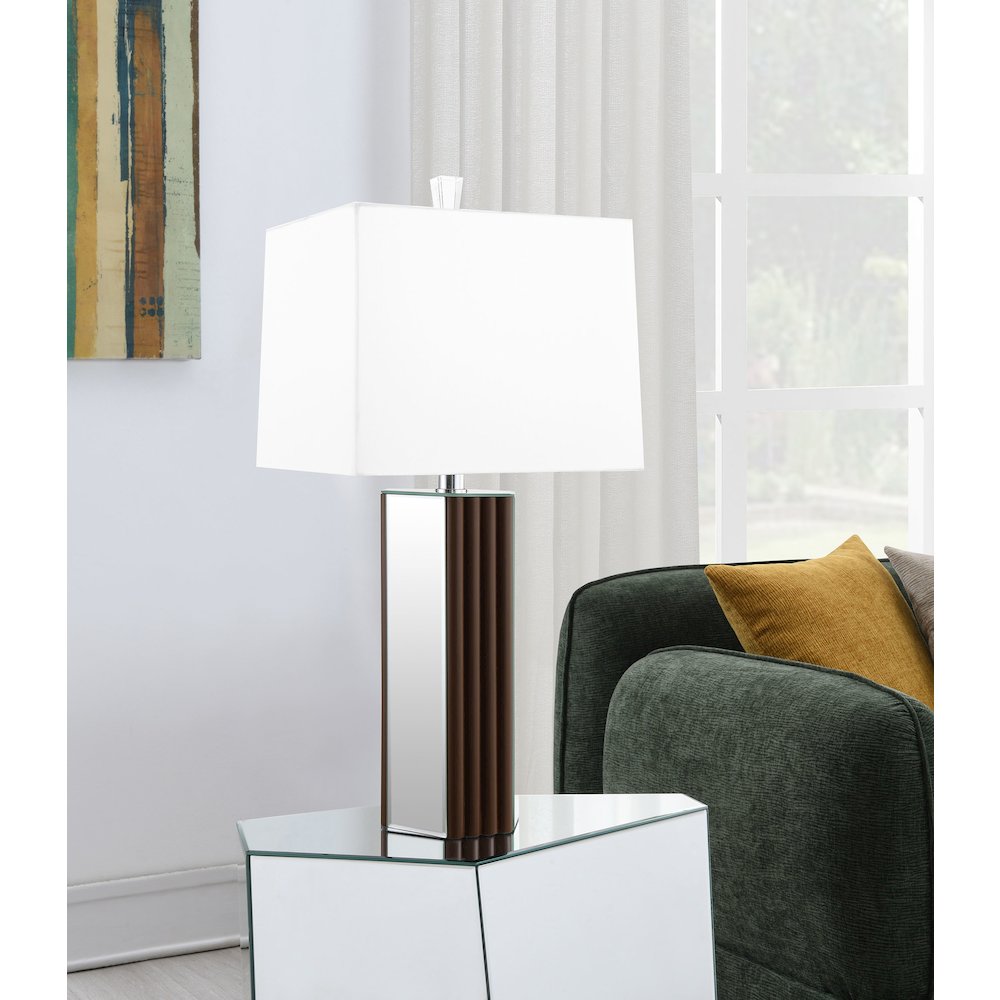 Elena 30-inch Square Tapered Mirrored Table Lamp Brown. Picture 7