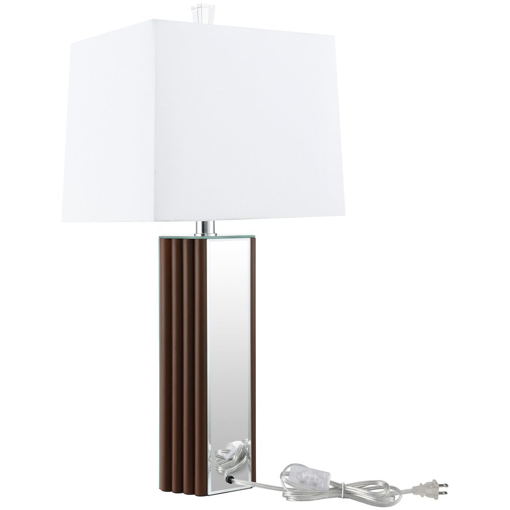 Elena 30-inch Square Tapered Mirrored Table Lamp Brown. Picture 6
