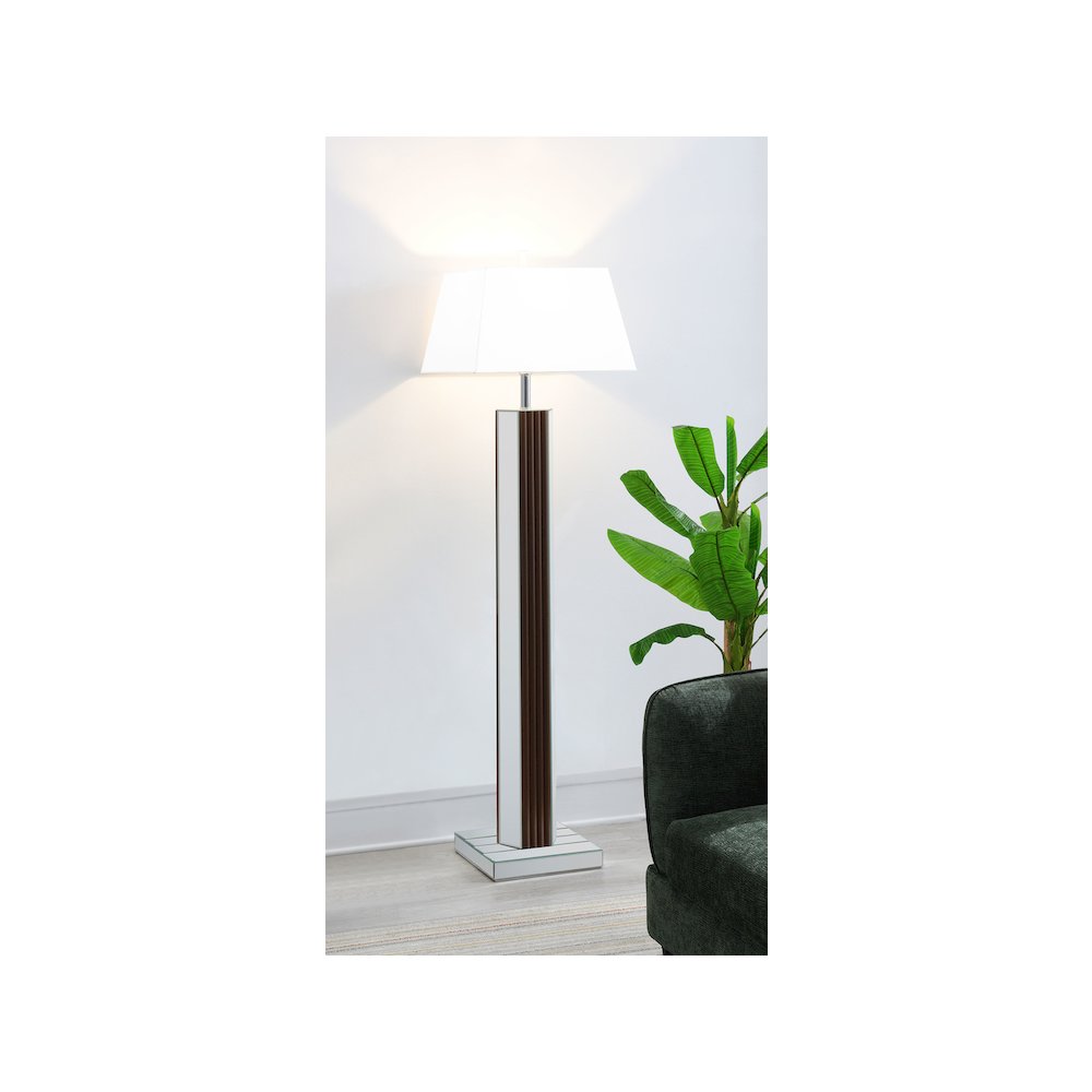 Elena 67-inch Square Tapered Mirrored Floor Lamp Brown. Picture 7