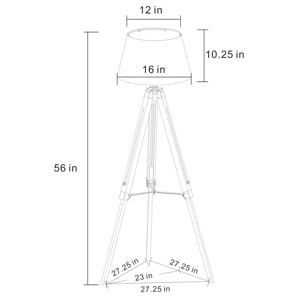 Dayton 56-inch Empire Shade Metal Tripod Floor Lamp Grey. Picture 7