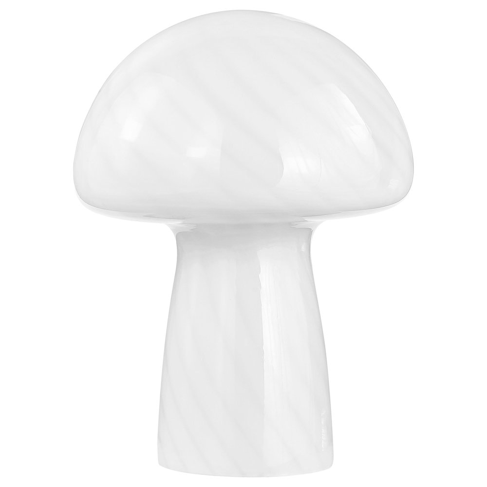 Kanaby Mushroom Shaped Glass Bedside Table Lamp White. Picture 1