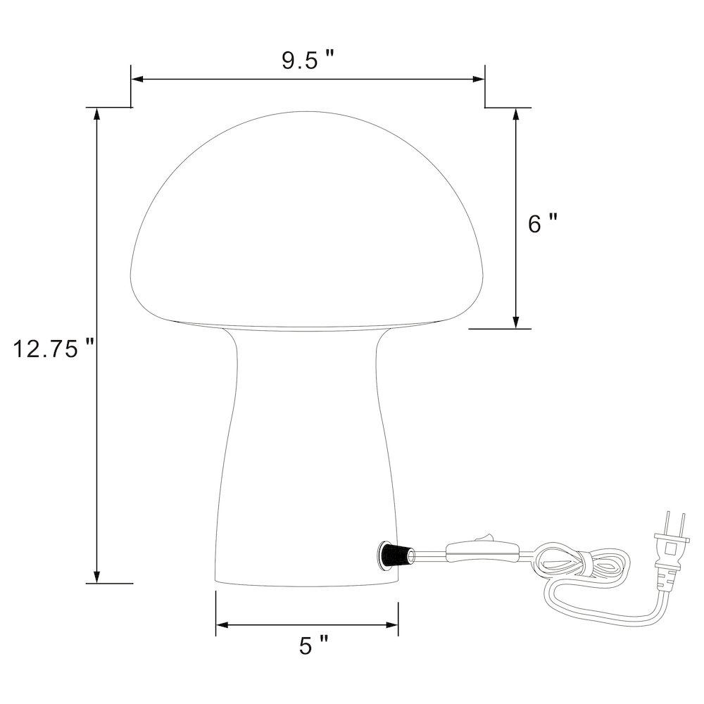 Kanaby Mushroom Shaped Glass Bedside Table Lamp White. Picture 4