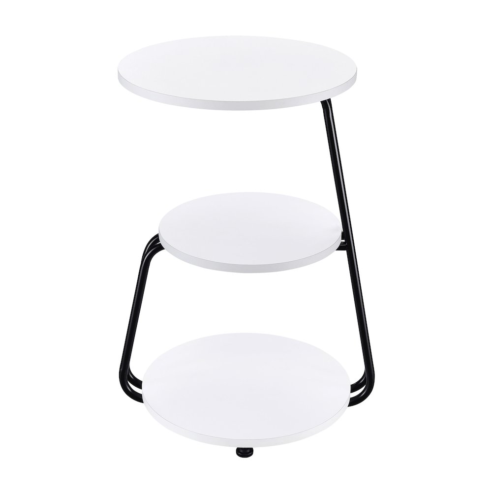 Hilly 3-tier Round Accent Side Table White and Black. Picture 3