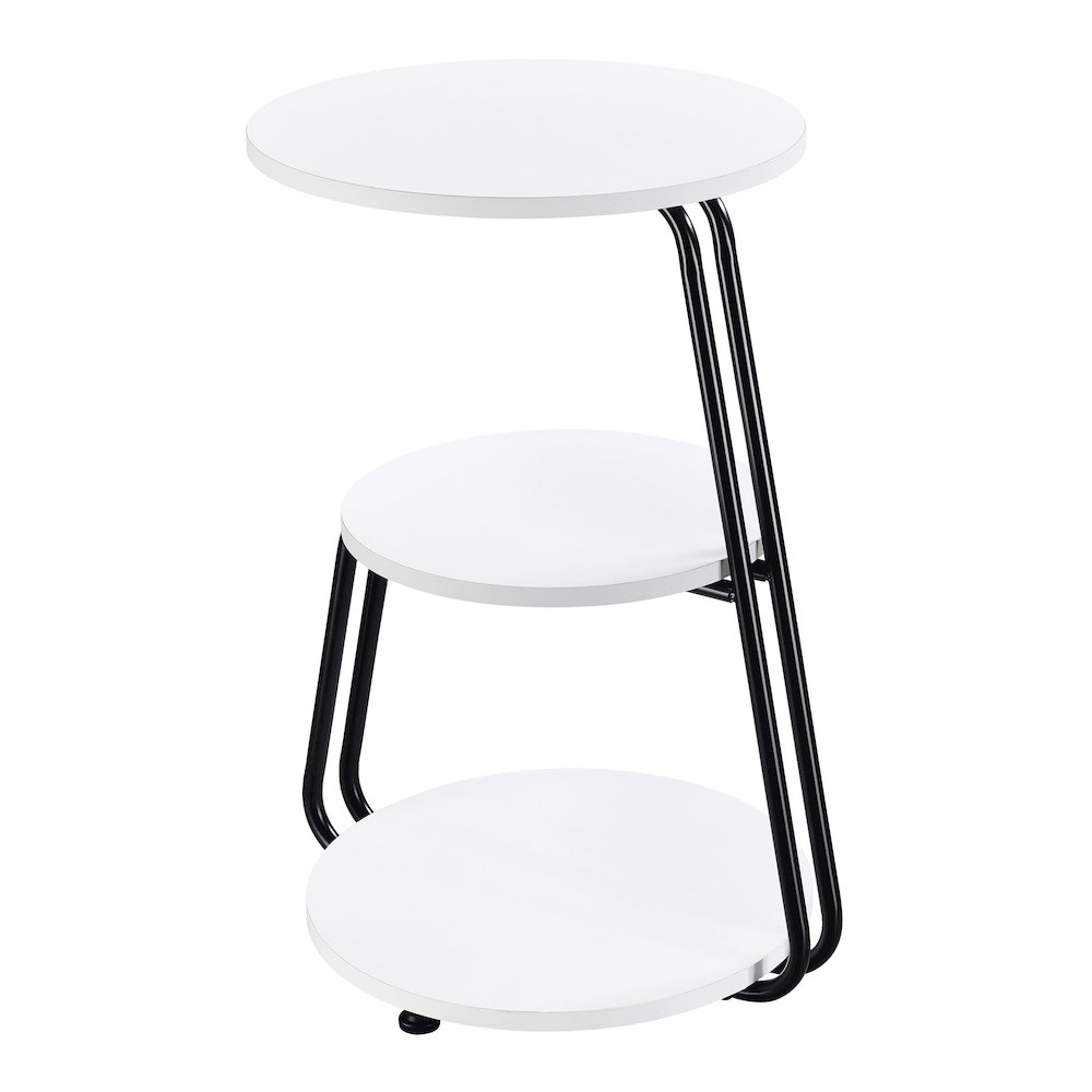 Hilly 3-tier Round Accent Side Table White and Black. Picture 4
