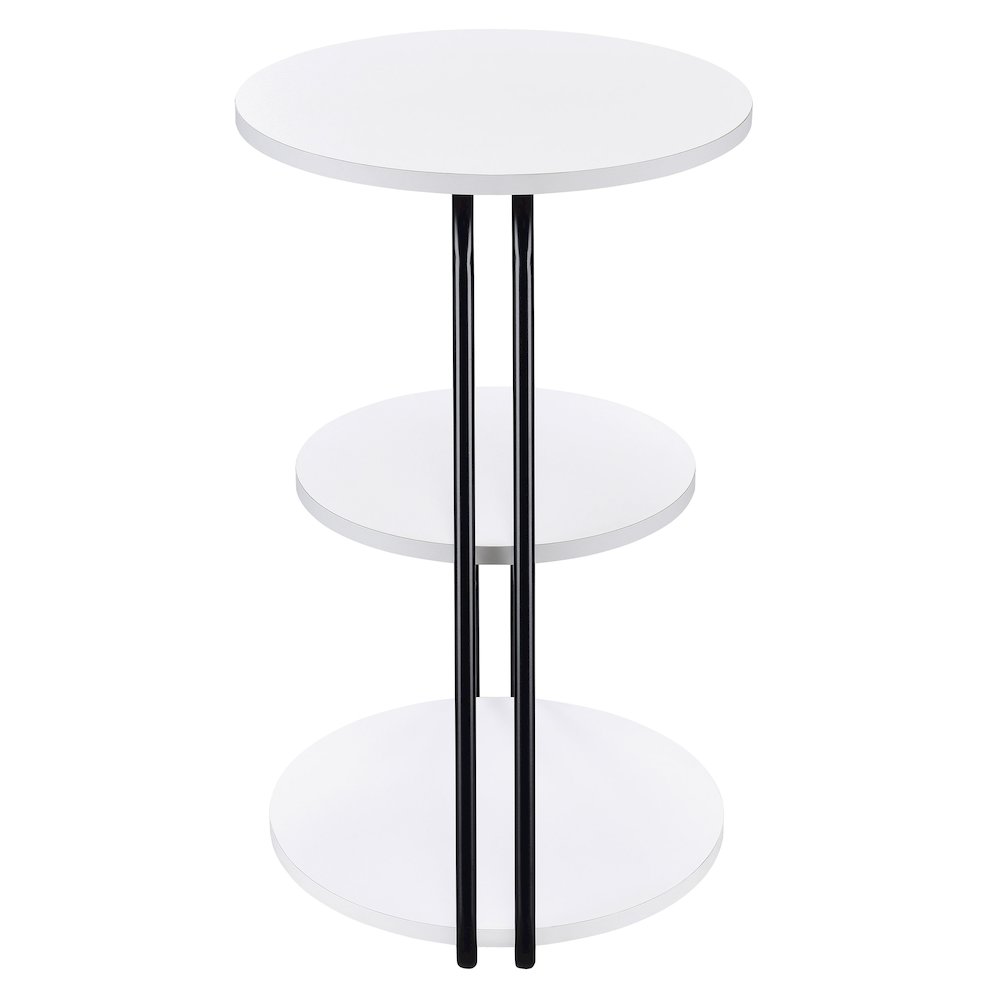 Hilly 3-tier Round Accent Side Table White and Black. Picture 5