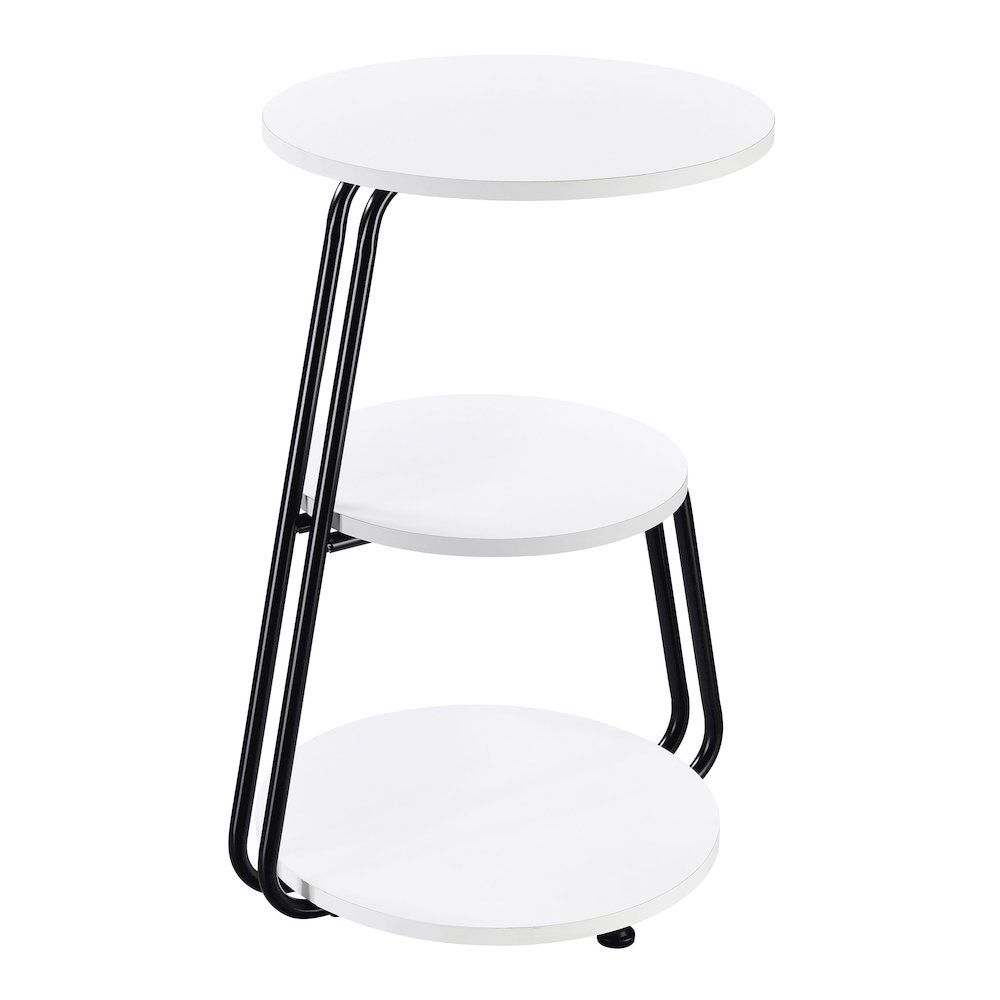 Hilly 3-tier Round Accent Side Table White and Black. Picture 6