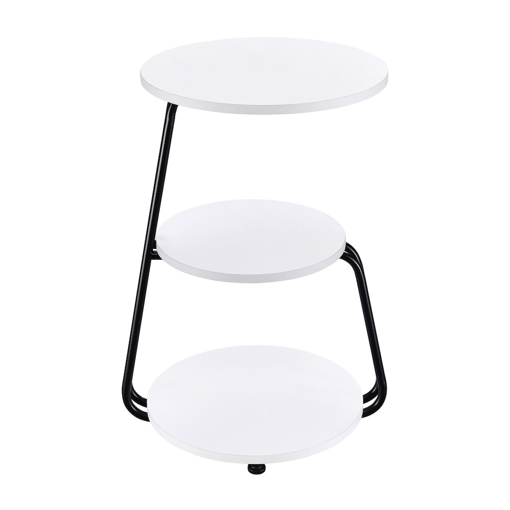 Hilly 3-tier Round Accent Side Table White and Black. Picture 7