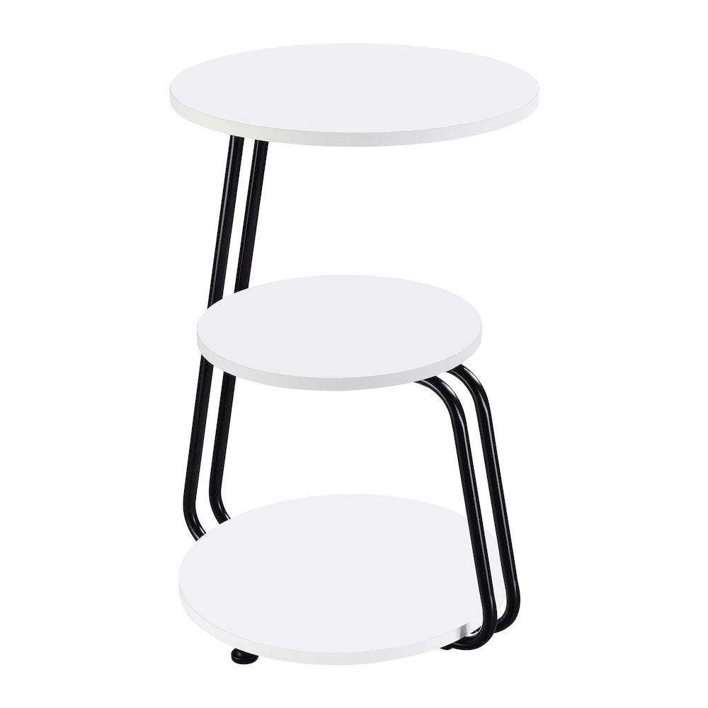 Hilly 3-tier Round Accent Side Table White and Black. Picture 8