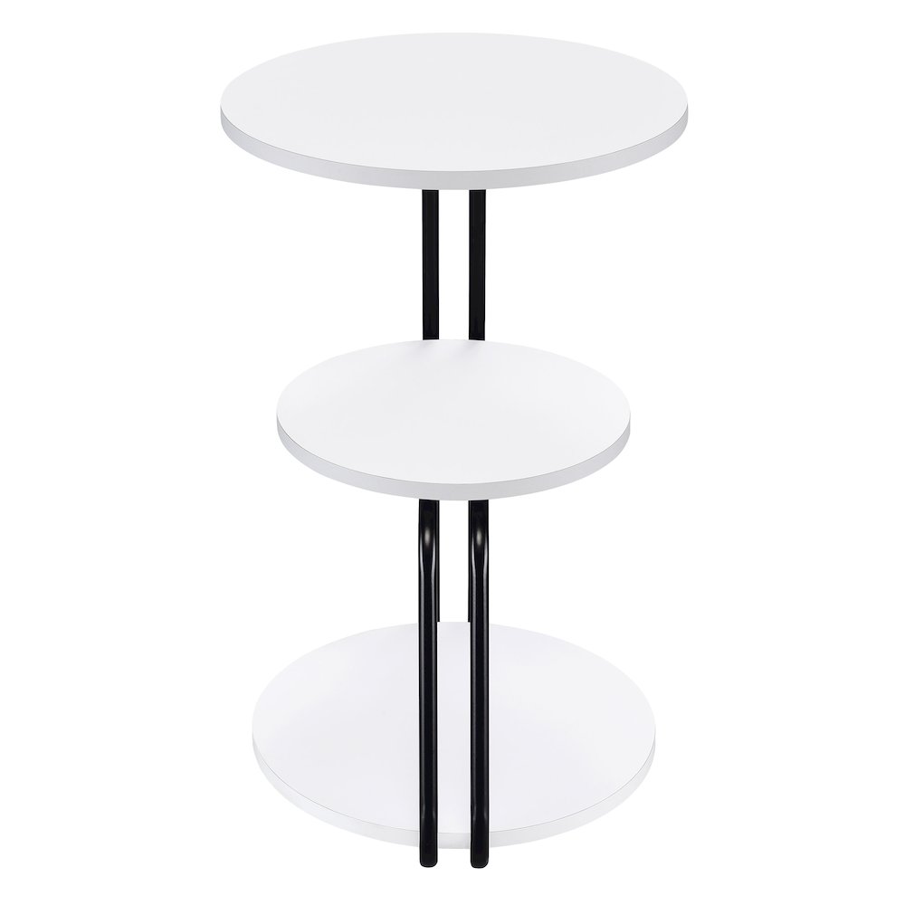 Hilly 3-tier Round Accent Side Table White and Black. Picture 9