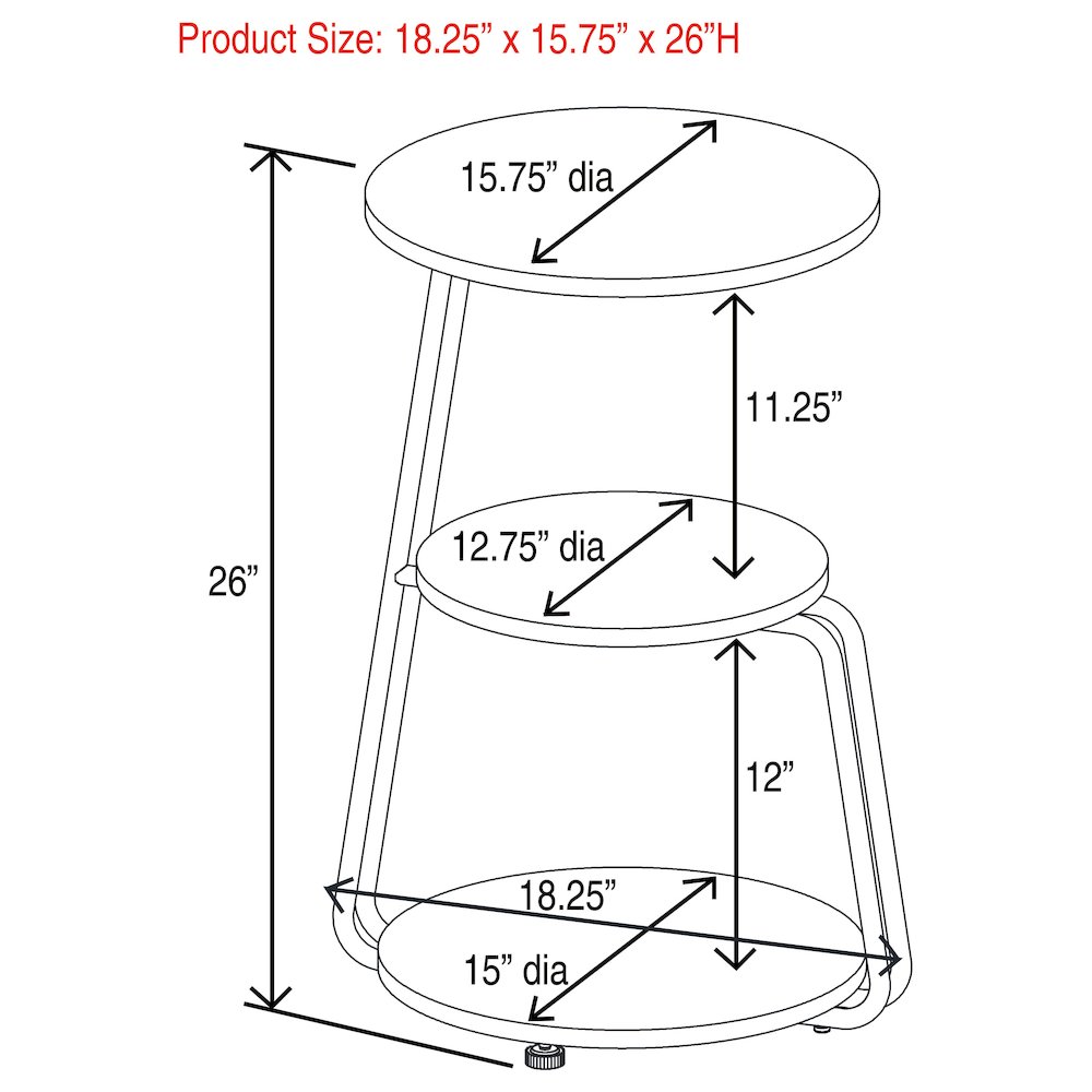 Hilly 3-tier Round Accent Side Table White and Black. Picture 13