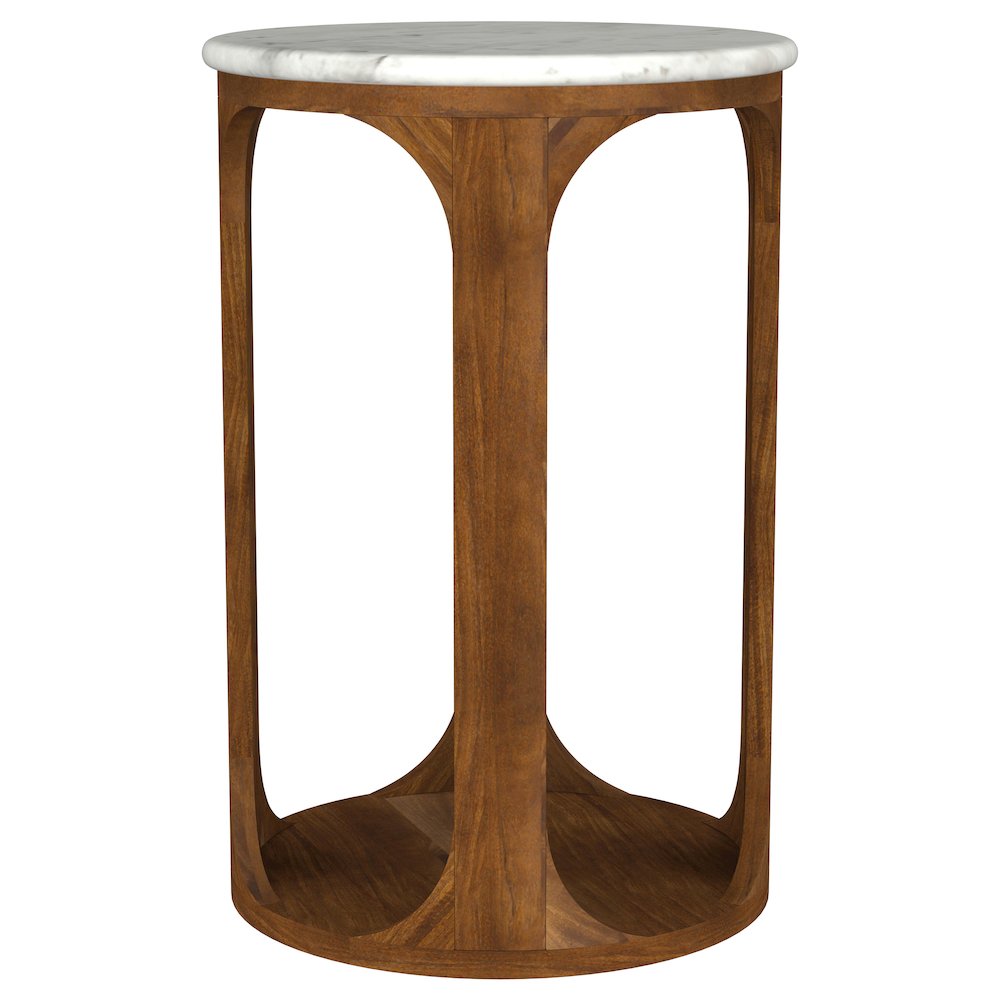 Berkeley Round Marble Top Side Table White and Brown. Picture 3