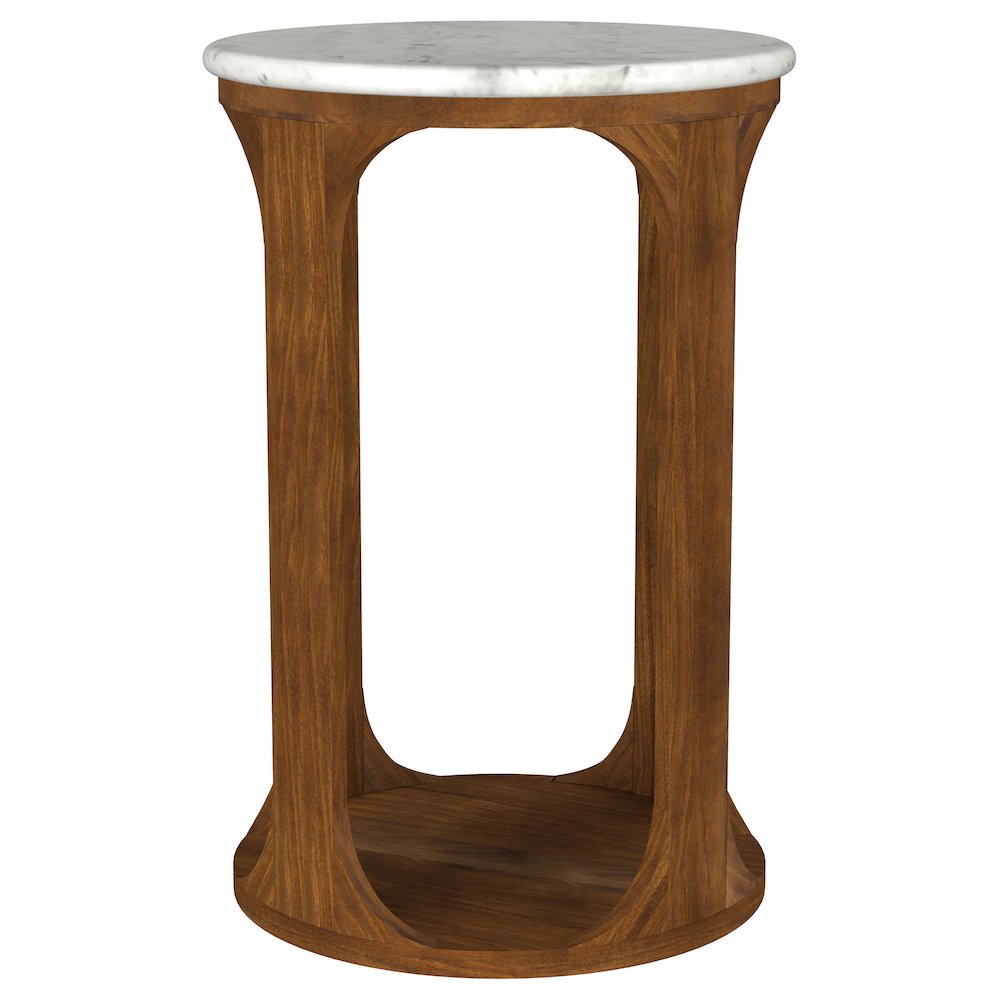 Berkeley Round Marble Top Side Table White and Brown. Picture 5
