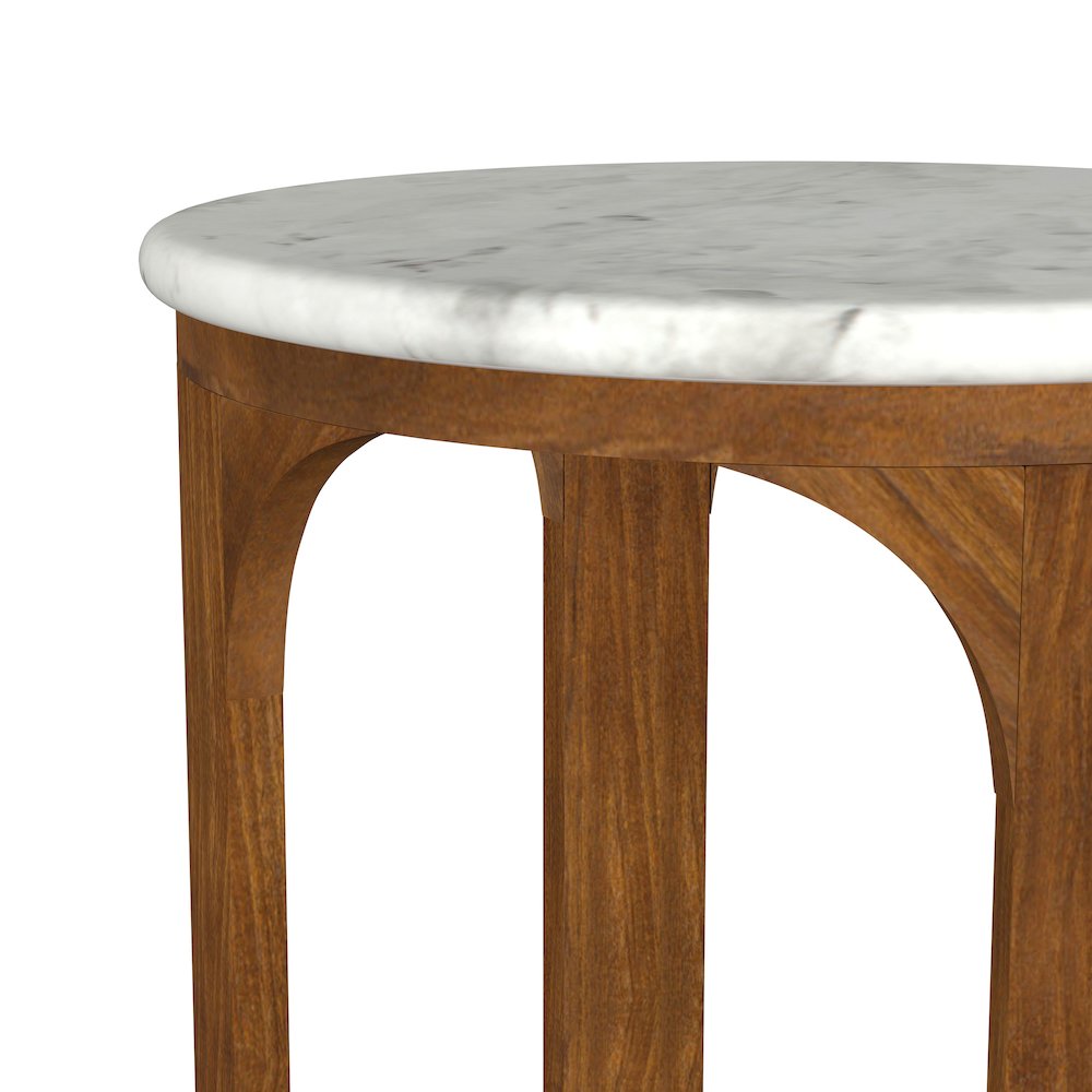 Berkeley Round Marble Top Side Table White and Brown. Picture 9