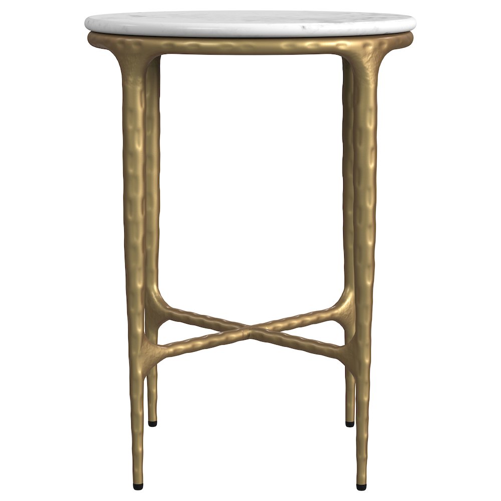 Baldwin Round Marble Top Side Table White and Gold. Picture 3