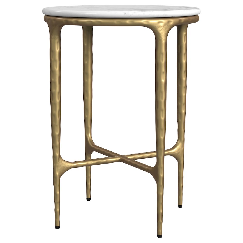 Baldwin Round Marble Top Side Table White and Gold. Picture 4