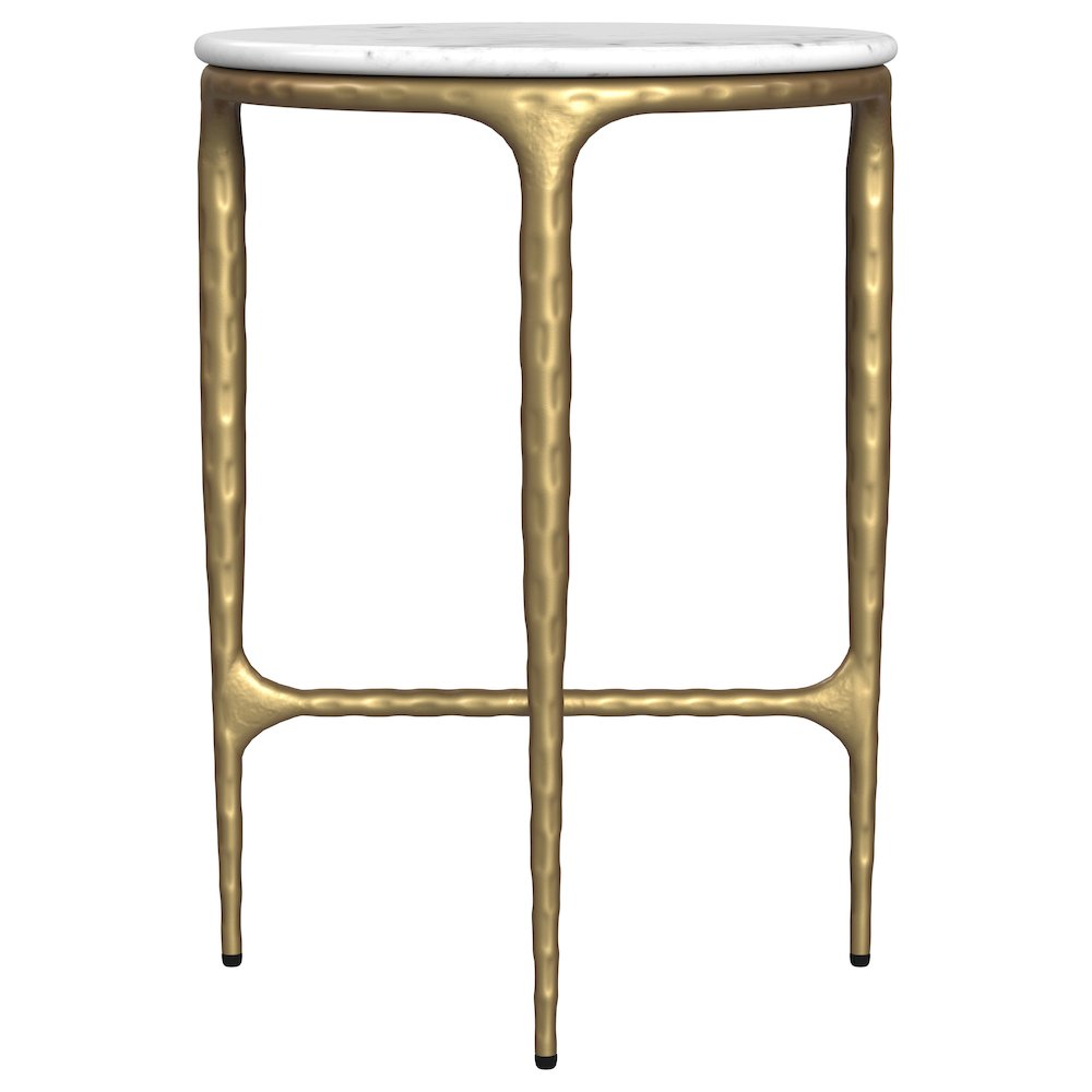 Baldwin Round Marble Top Side Table White and Gold. Picture 5